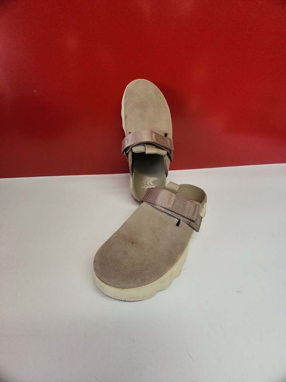 Sorel Viibe Clogs Tan Brown Suede Platform Slide Mules